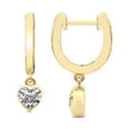 thumbnail image 1 of Diamond Dangle Earring | 2 Carat IGI Certified Heart Shape Lab Grown Diamond Dangle | 18K in Yellow Gold | Zuri Bezel Lab Diamond Earrings | Bezel Setting | FG-VS1-VS2 Quality | Friendly Diamonds, 1 of 6