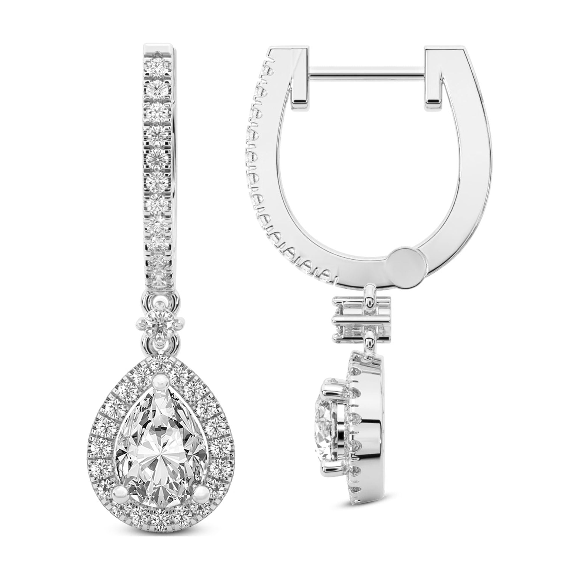 Diamond Dangle Earring 2 Carat IGI Certified Pear Shape Lab Grown