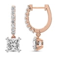 thumbnail image 1 of Diamond Dangle Earring | 2 Carat IGI Certified Princess Shape Lab Grown Diamond | 14K Rose Gold | Anaisa Dangling Lab Diamond Earrings | Prong Setting | FG-VS1-VS2 Quality | Friendly Diamonds, 1 of 6