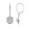 thumbnail image 1 of Diamond Dangle Earring| 2 Ct IGI Certified Cushion Shape Lab Grown Diamond Dangle | 14K White Gold | Freyde Double Halo Lab Diamond Earring| Prong Setting | FG-VS1-VS2 Quality | Friendly Diamonds, 1 of 6