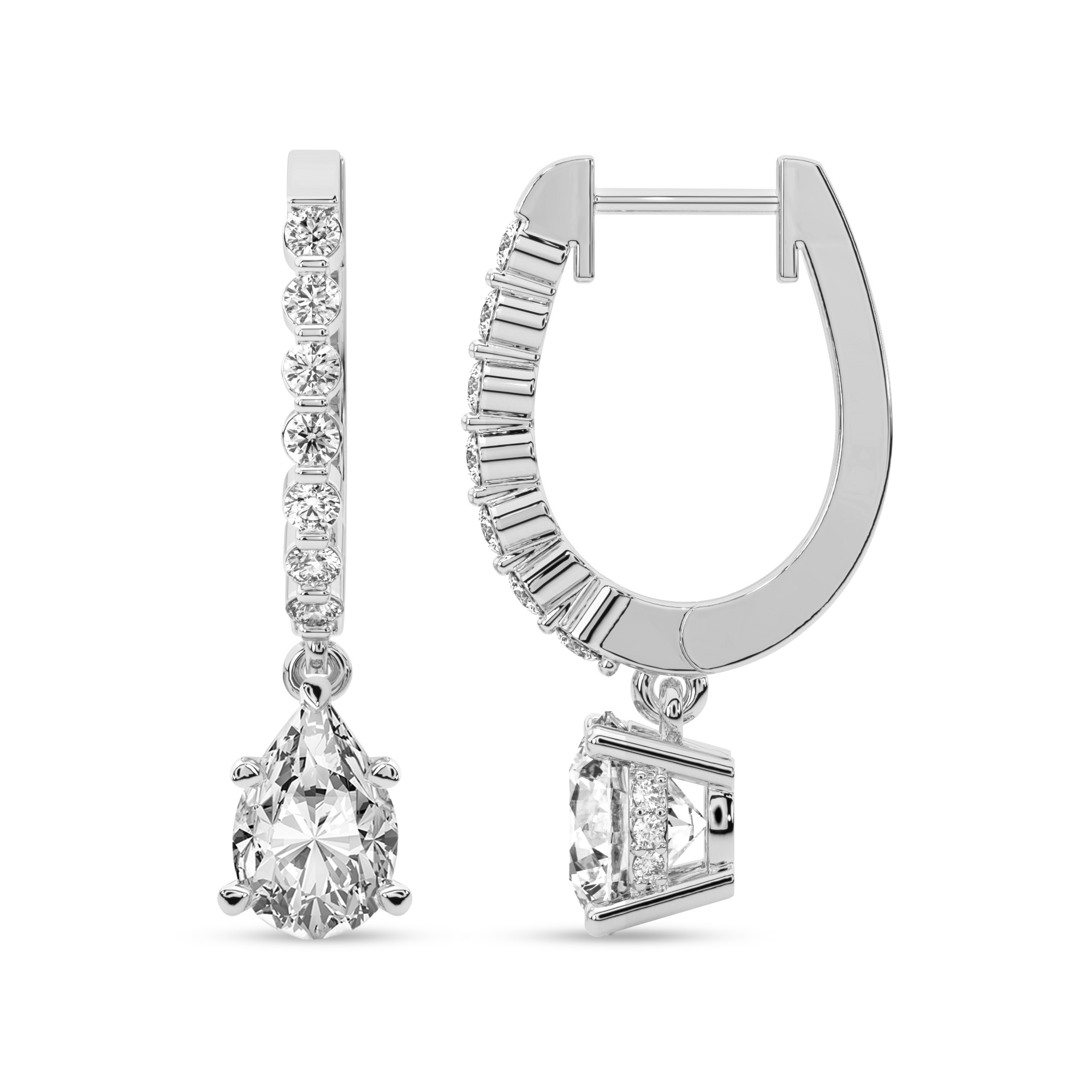 Primal Gold 14 Karat White and Rose Rhodiumplated Diamondcut Dangle