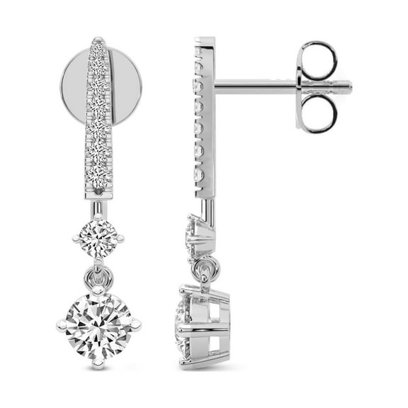 Diamond Dangle Earring | 6 Ct IGI Certified Round Shape Lab Grown Diamond | 14K White Gold | Tatiana Dangling Solitaire Lab Diamond Earring | Prong Setting | FG-VS1-VS2 Quality | Friendly Diamonds