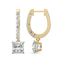 Diamond Dangle Earring | 8 Carat IGI Certified Cushion Shape Lab Grown Diamond Dangle | 14K in Yellow Gold | Elara Dangling Lab Diamond Earrings | FG-VS1-VS2 Quality | Friendly Diamonds