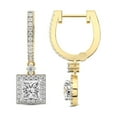 thumbnail image 1 of Diamond Dangle Earring | 8 Carat IGI Certified Princess Shape Lab Grown Diamond Dangle | 14K in Yellow Gold | Lyra Halo Lab Diamond Earrings | Prong Setting | FG-VS1-VS2 Quality | Friendly Diamonds, 1 of 6