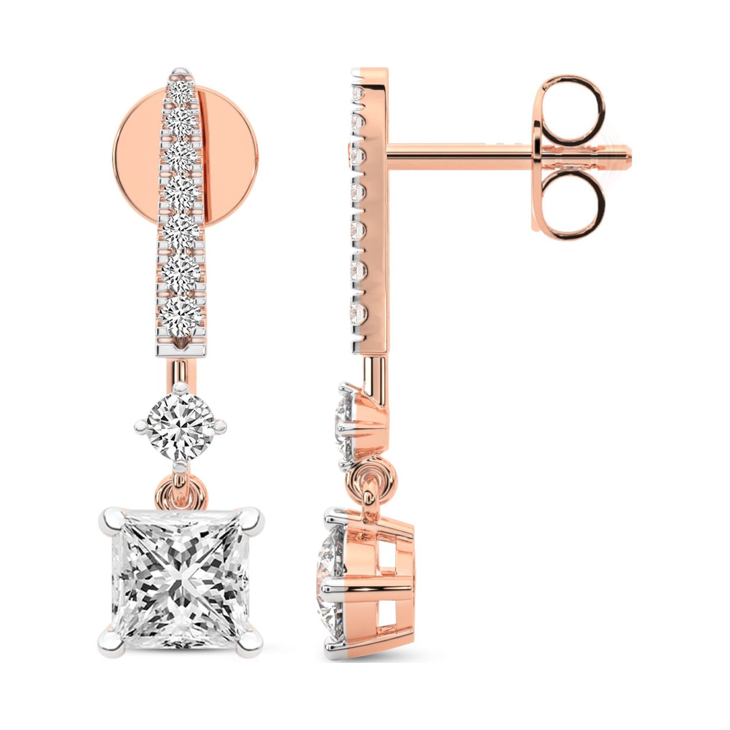 Diamond Dangle Earring 8 Ct IGI Certified Prcess Shape Lab Grown