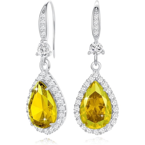 Diamond Dangle Earrings For Women Silver/Gold Plated Crystal Rhinestone Birthstone Drop Dangling Teardrop Earring Set Wedding Costume Jewelry Gift For Women[Z2316]