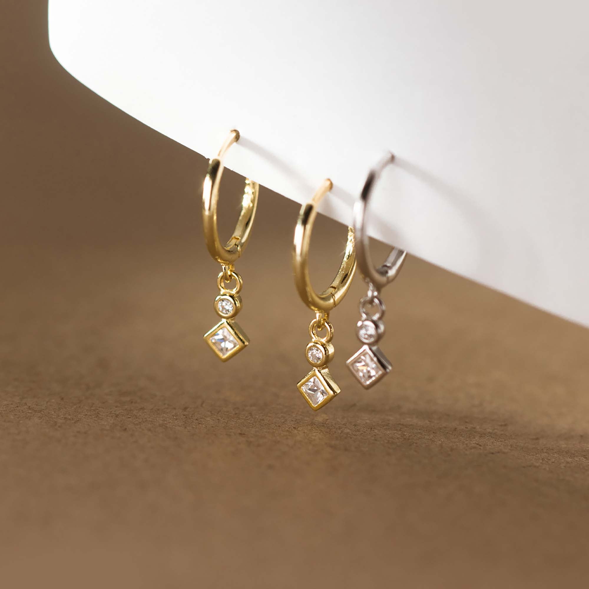 Gold Teardrop Diamond Dangle Hoop Earrings For Women - 14k Plated Statement Huggie Earrings