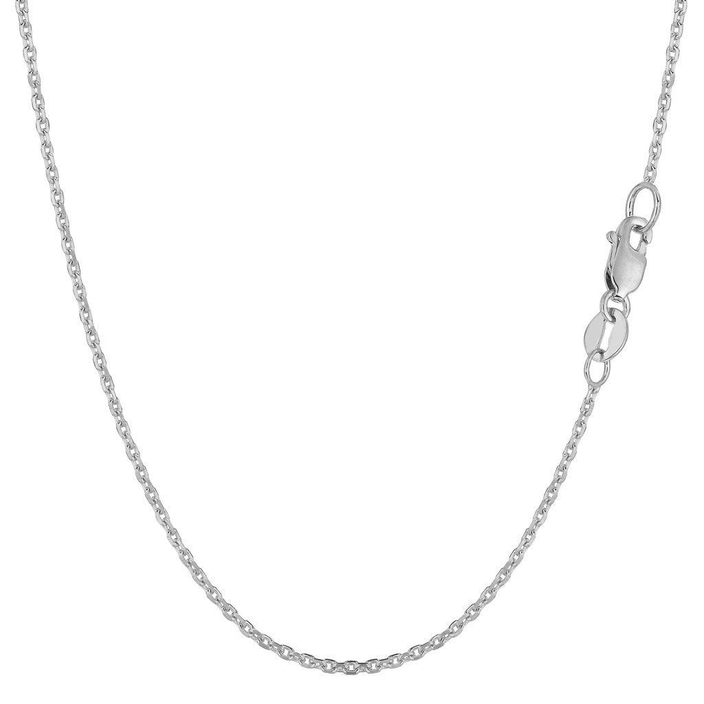The Diamond Deal 10K White Gold 0.87mm Shiny Diamond Cut Lite Cable Link Chain Necklace for Pendants and Charms with Lobster-Claw Clasp (16" 18" or 20 inch)