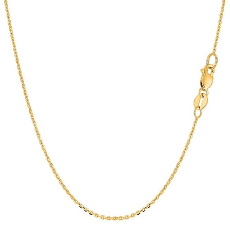 The Diamond Deal 10K Yellow Gold 0.87mm Shiny Diamond Cut Lite Cable Link Chain Necklace for Pendants and Charms with Lobster-Claw Clasp (16" 18" or 20 inch)
