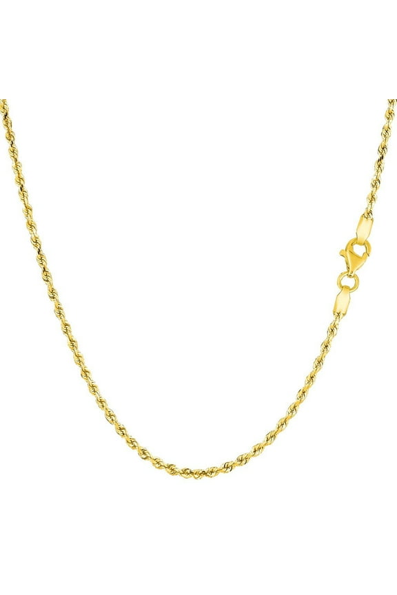 The Diamond Deal 10k REAL Yellow Gold 3.2mm Shiny Hollow Rope Chain Necklace for Pendants and Charms with Lobster-Claw Clasp (7",8", 16", 18" 20" 22" or 24 inch)