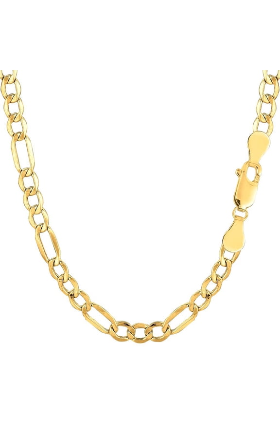 The Diamond Deal 10k REAL Yellow Gold 4.7mm Shiny Diamond-Cut Alternate Classic Women’s Hollow Figaro Chain Necklace for Pendants and Charms with Lobster-Claw Clasp (20" And yellow-gold)