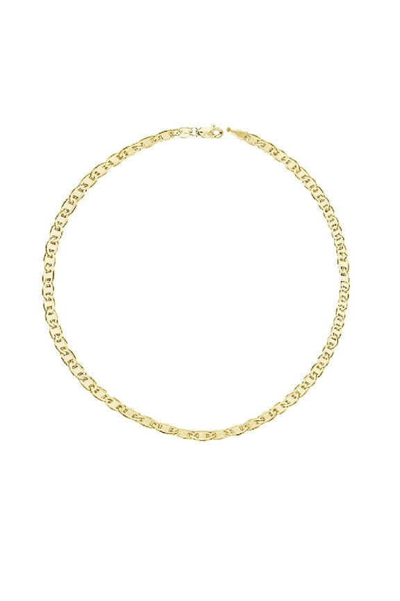 The Diamond Deal 10k SOLID Yellow Gold 4.6mm Shiny women's Mariner-Link Chain Necklace or Bracelet Bangle or Foot Anklet for Pendants and Charms with Lobster-Claw Clasp (8" And yellow-gold)