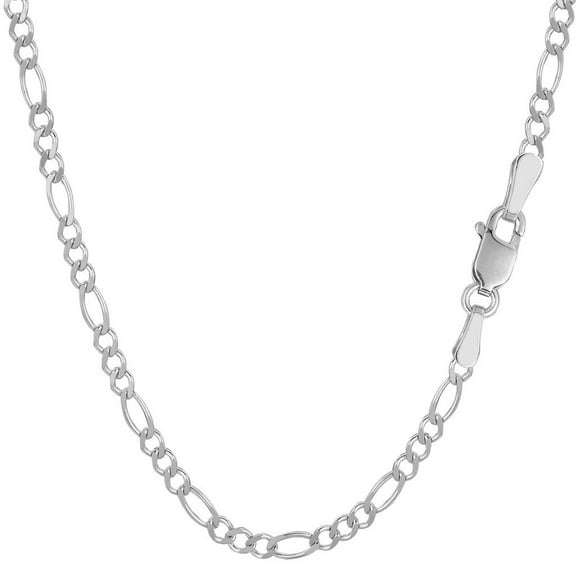 The Diamond Deal 14K Yellow Or White Gold 2.6mm Diamond-Cut Alternate Classic Figaro Chain Necklace Or Bracelet/Foot Anklet for Pendants and Charms with Lobster-Claw Clasp