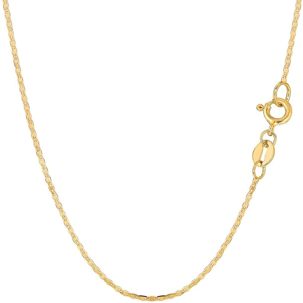The Diamond Deal Unisex 10k SOLID Yellow Gold 1.2mm Shiny Mens Mariner-Link Chain Necklace for Pendants and Charms with Spring-Ring Clasp ( 7", 10", 16", 18" 20" or 24 inch) Mens 10k Mariner Chains