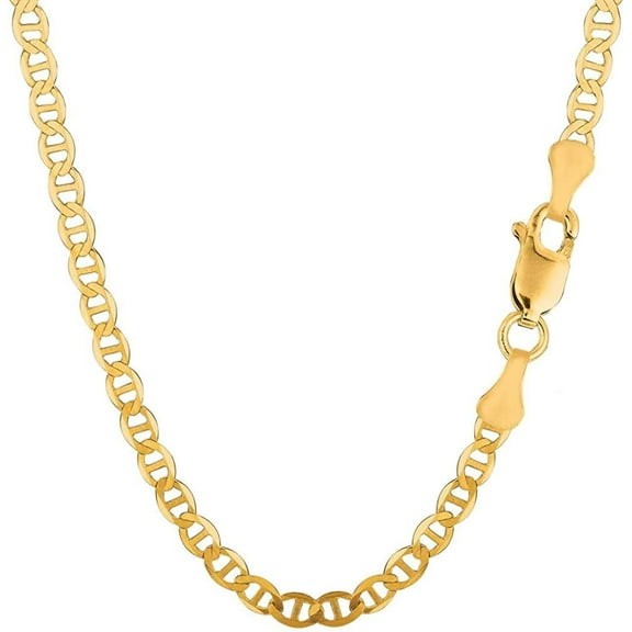 The Diamond Deal Unisex 10k SOLID Yellow Gold 4.6mm Shiny women's Mariner-Link Chain Necklace or Bracelet Bangle for Pendants and Charms with Lobster-Claw Clasp (22" And yellow-gold)