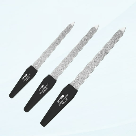 Diamond Deb Metal Nail File Coarse Nail Files Dusting Presser Manicure Cleaner Pedicure Tool Set of 3 (Black)