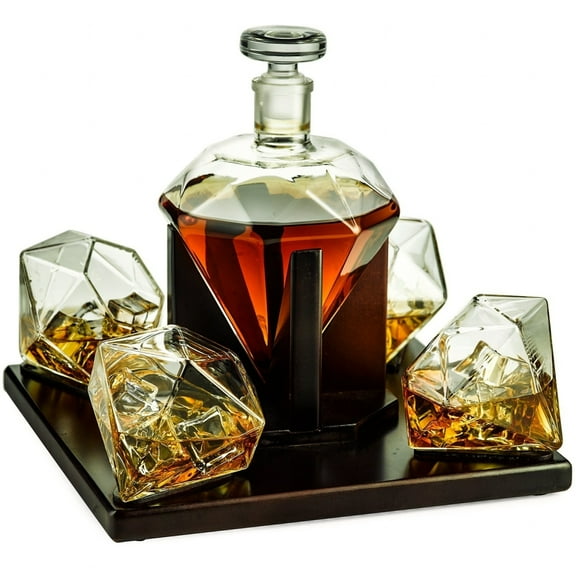 Diamond Decanter 4 Glasses Set