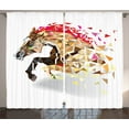 thumbnail image 1 of Ambesonne Animal Curtains 2 Panel Set, Abstract Art Wild Horse, 108" x 84", Tan Red Brown, 1 of 3