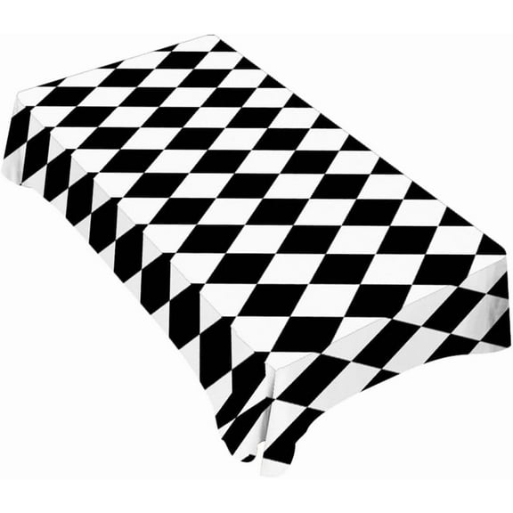 Diamond Decorative Rectangle Tablecloth Black White Diamond Pattern Polyester Table Cloths Kitchen Table Cover for Dining BBQ Picnic Coffee Table 60 x 84 Inch 6-8 Seats