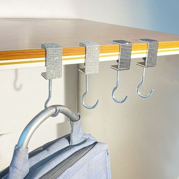 Diamond Desk Mount Bag Holder Hook Clamp-On Backpack Hanger Portable Desk Mount Headphones Holder Reduce Desk Clutter for Table Desk, Under Counter