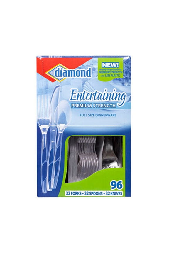 Diamnd 96ct Entertaining Plastic Cutlery (Pack of 3)