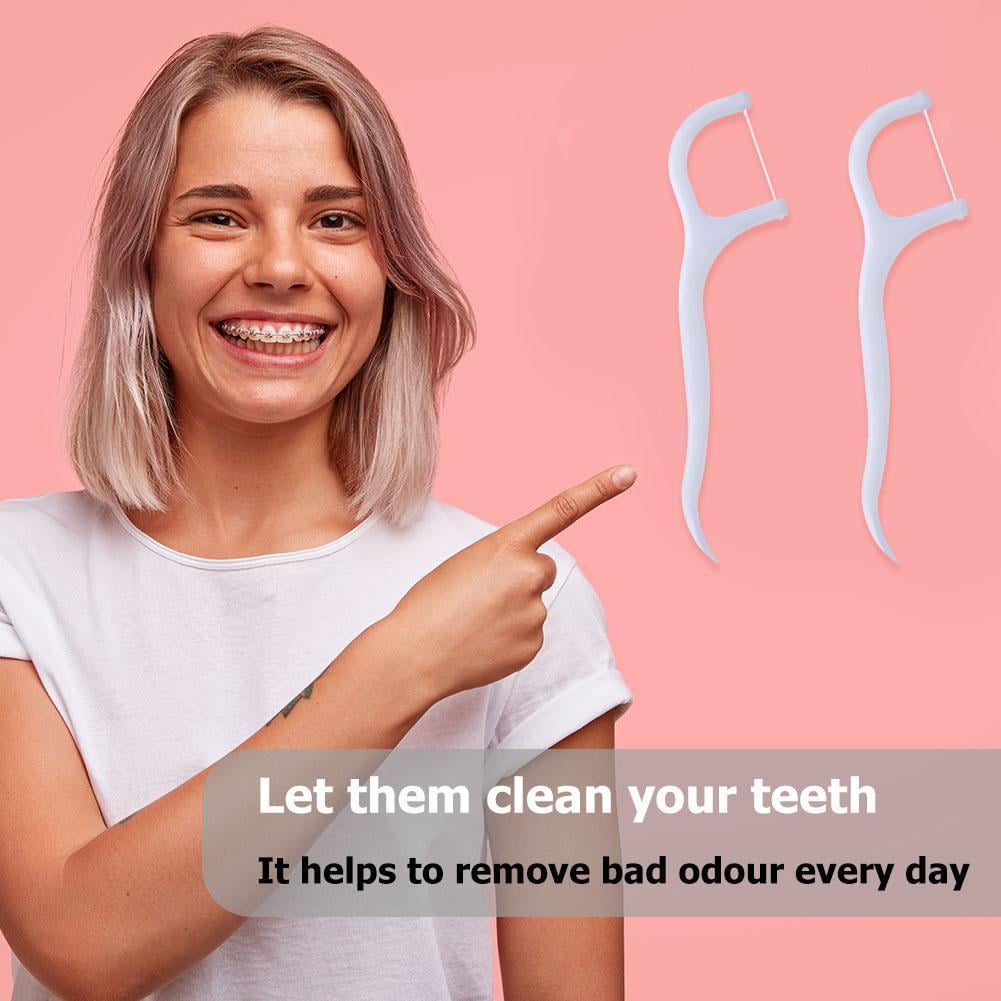 Diamond Disposable Dental Flosser Clean Teeth Stick 50pcs Floss Pick