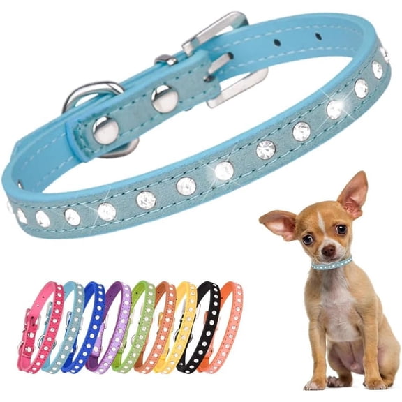 Diamond Dog Collars for Small Dogs, Pretty Sparkle Bling Puppy Collar Crystal Jewel Glitter Rhinestone Cat Collar for XXS Xs Small Medium Pet Female Dogs Girl