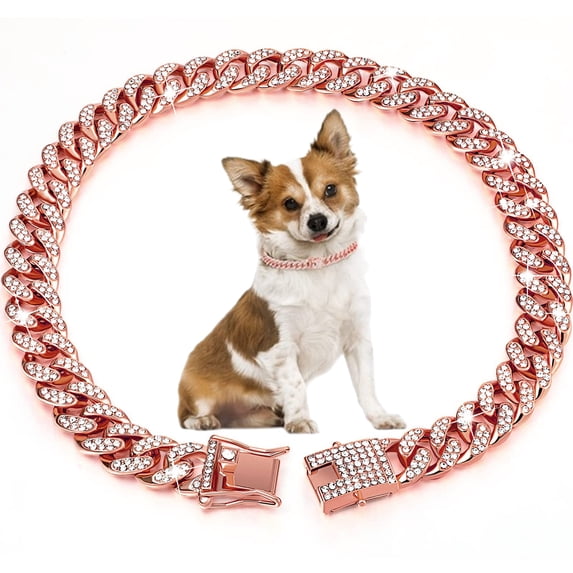 Diamond Dog Cuban Collar Metal Chain Walking Seat Belt Buckle Design Pet Cuban Collar Jewelry Accessories For Small Medium Large Dogs