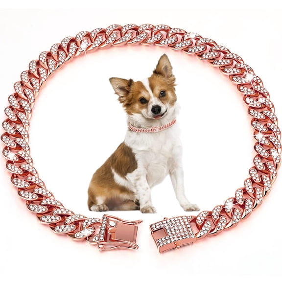 Diamond Dog Cuban Collar Metal Chain Walking Seat Belt Buckle Design Pet Cuban Collar Jewelry Accessories For Small Medium Large Dogs