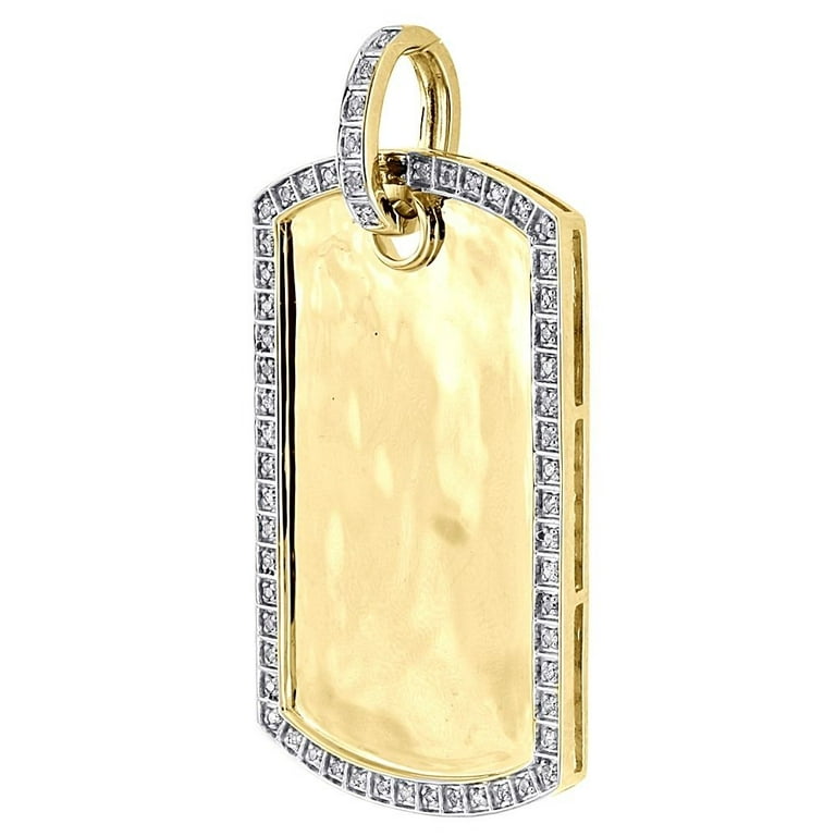Men's Diamond Dog Tag Pendant 7/8 ct tw Round-cut 10K Yellow Gold
