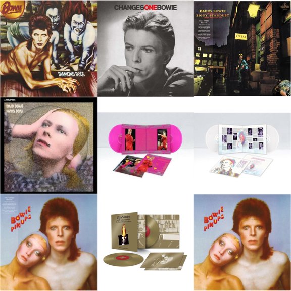 Diamond Dogs (2016 Remastered Version) & Changesonebowie (180G) & Rise & Fall Of Ziggy Stardust & The Spiders From Mars (2012 Remaster/Half-Speed Master) & Hunky Dory (2015 Remaster/50Th Anniv/Picture Disc) & Montreal '87 (Limited/Pink LP Vinyl) & Live Los Angeles 1974 (White LP Vinyl/Limited) & Pinups (2015 Remaster) & Ziggy Stardust & The Spiders From Mars Ost (50Th Anniversary/2LP) & Pinups (2015 Remaster)
