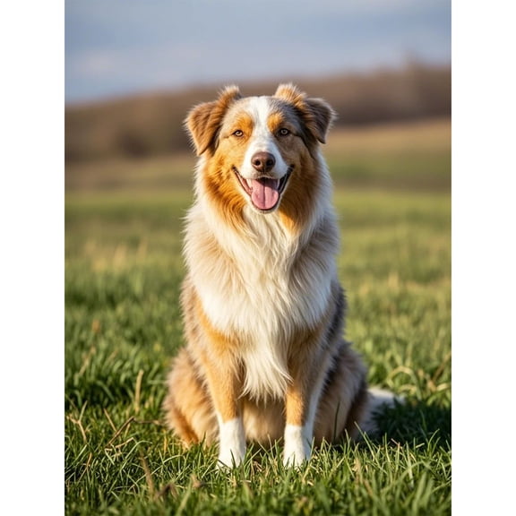 Diamond Dots Painting Australian Shepherd 5D Diamond Art DIY Kits Full Round Drill Bead Gem by Number Mosaic Embroidery Arts and Crafts for Living Room Bedroom Home Wall Decor 12x16 inch