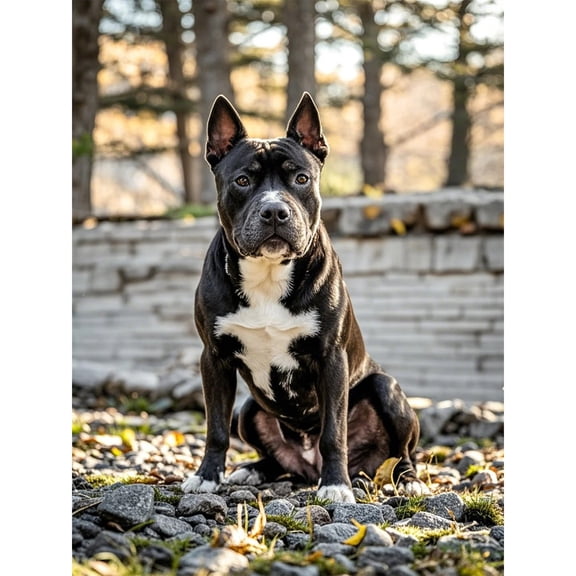 Diamond Dots Painting Black Staffordshire Bull Terrier 5D Diamond Art DIY Kits Full Round Drill Beads Gem by Number Mosaic Arts and Crafts for Living Room Home Wall Decor 12x16 inch / 30x40cm