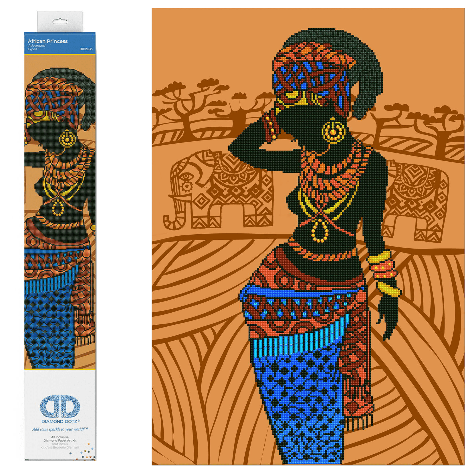 Diamond Dotz African Princess Portrait  Diamond Painting Kits for Adults - Diamond Art Kits a Relaxing Creative Craft Kit with Dotz Gems 30"x20.5"