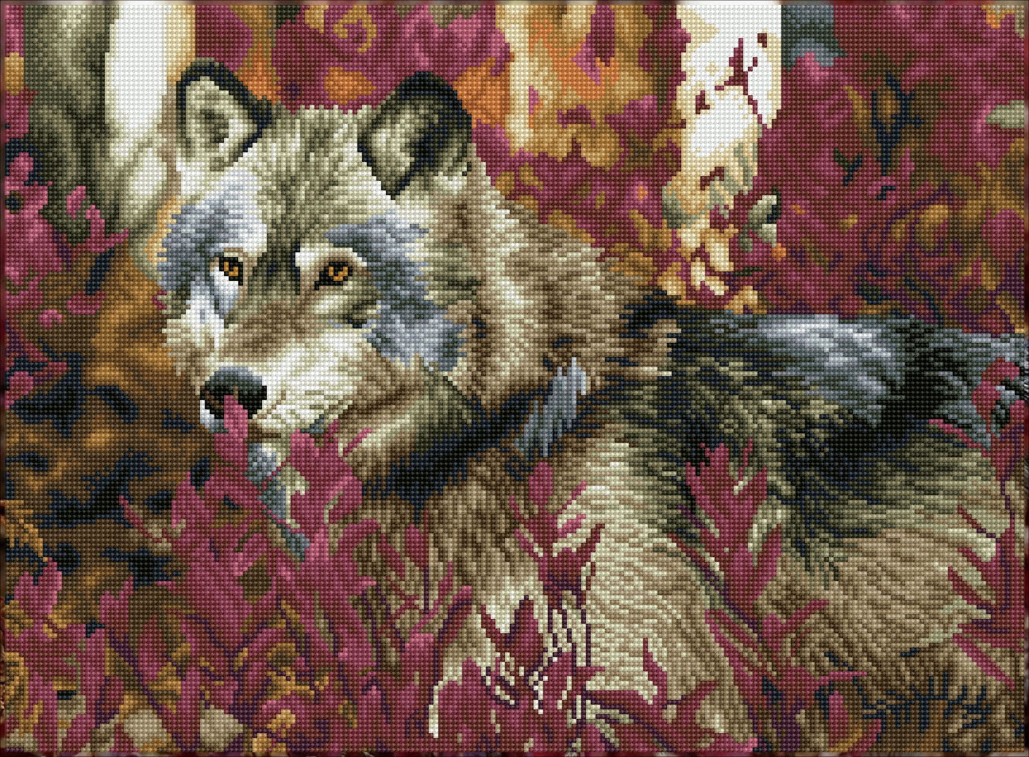 Diamond Dotz Autumn Wolf Diamond Painting Kits for Adults - Diamond Art Kits a Relaxing Creative Craft Kit with Dotz Gems 16.5x22.4