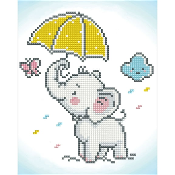 Diamond Dotz Baby Brollie elephant Diamond Painting Kits for Adults - Diamond Art Kits a Relaxing Creative Craft Kit with Dotz Gems 9.8"x7.9"