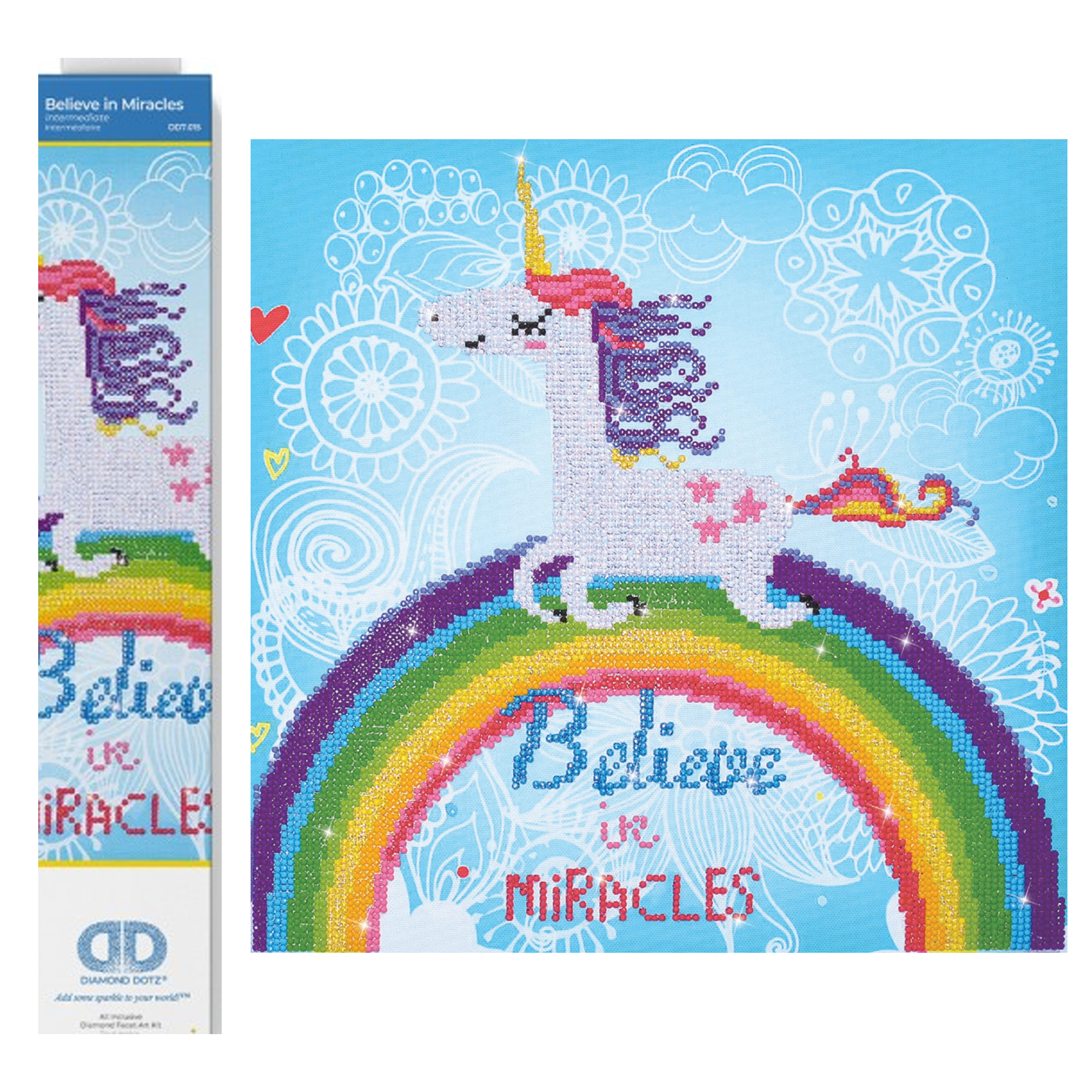 Diamond Dotz Believe in Miracles Unicorn Diamond Painting Kits for Adults - Diamond Art Kits a Relaxing Creative Craft Kit with Dotz Gems  13.8"x13.8"