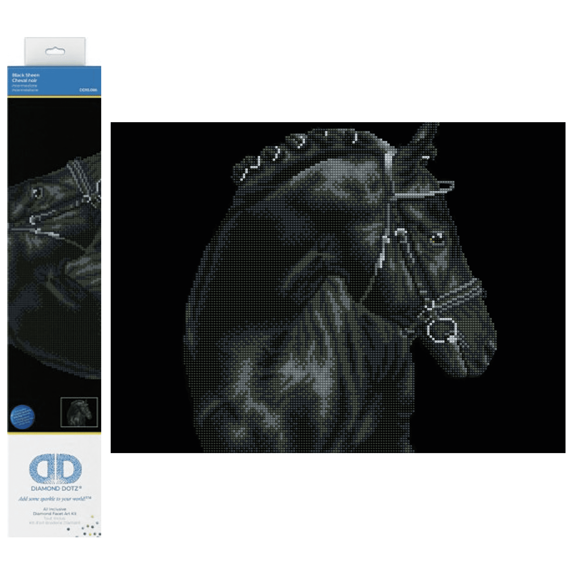 Diamond Dotz  Black Sheen Horse Diamond Painting Kits for Adults - Diamond Art Kits a Relaxing Creative Craft Kit with Dotz Gems  16.5"x20.5"