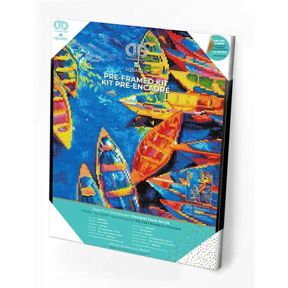 Diamond Dotz Blue Bay - Pre-Framed Kit Boat Diamond Painting Kits for Adults - Diamond Art Kits a Relaxing Creative Craft Kit with Dotz Gems 13.7"x17.7"