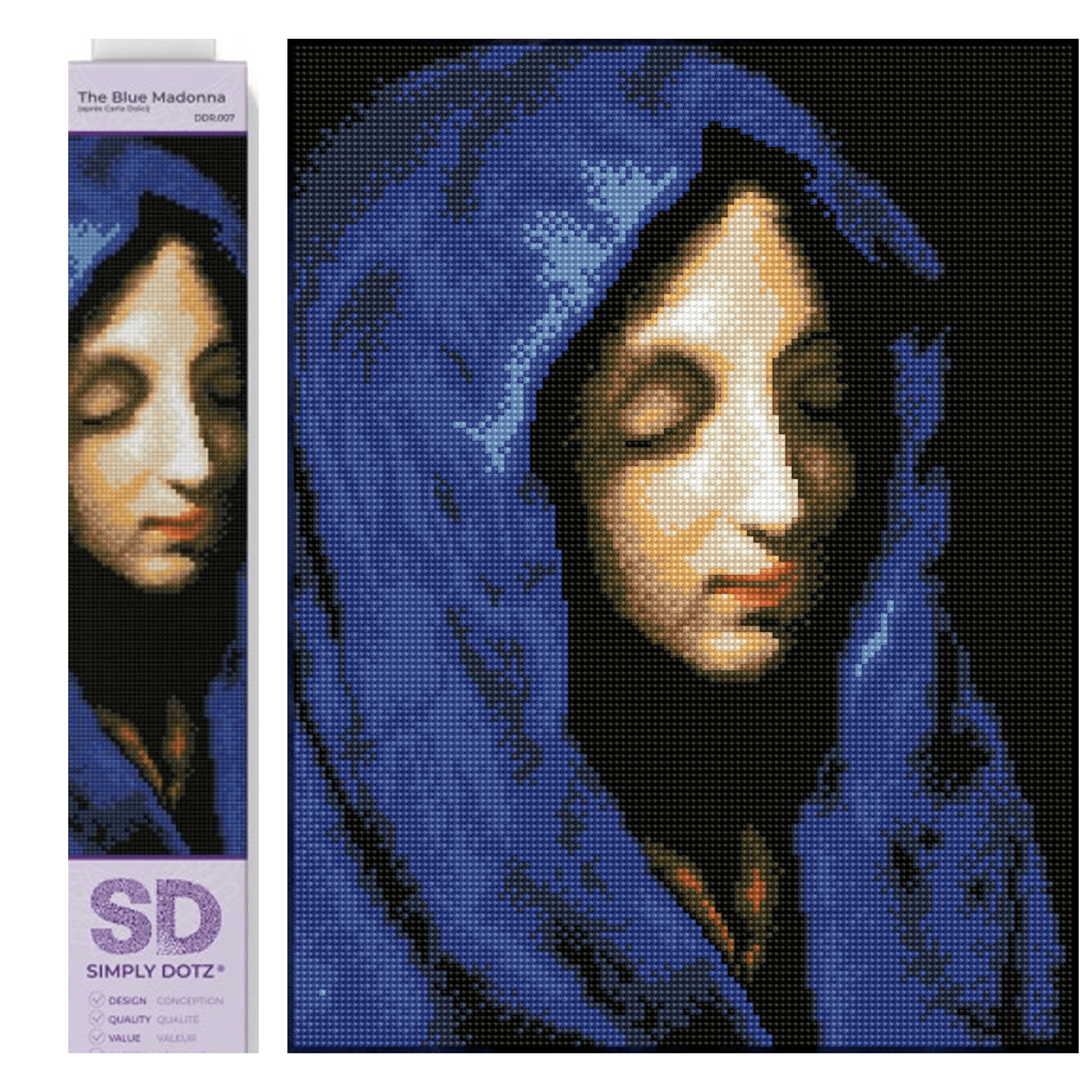 Diamond Dotz The Blue Madonna (apr�s Carlo Dolci)Portrait Diamond Painting Kits for Adults - Diamond Art Kits a Relaxing Creative Craft Kit with Dotz Gems 17.7"x13.7"