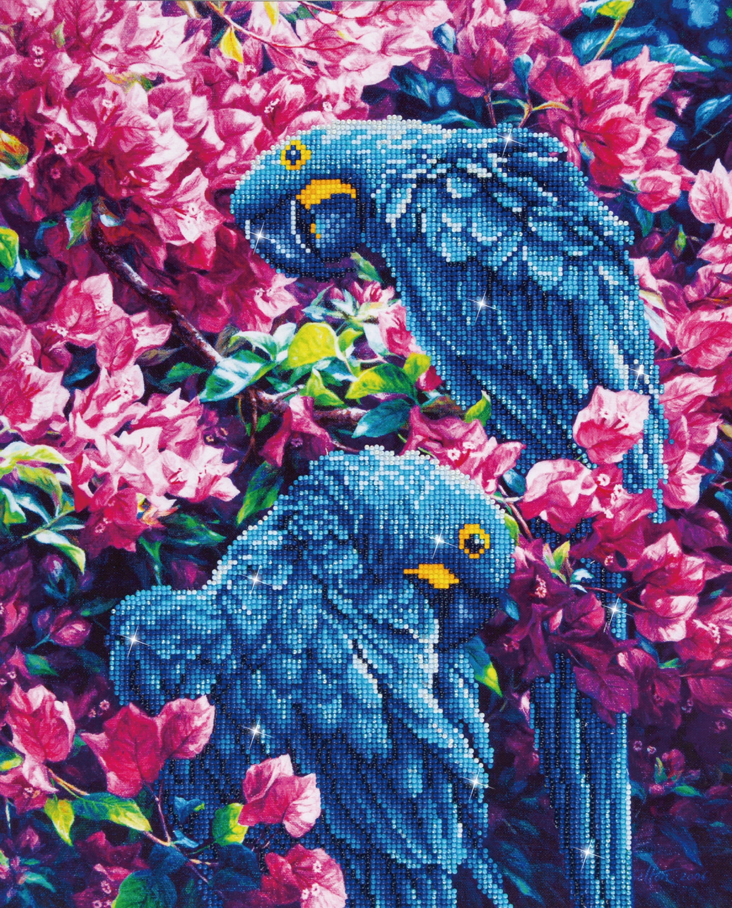 Diamond Dotz Blue Parrots Animal Diamond Painting Kits for Adults - Diamond Art Kits a Relaxing Creative Craft Kit with Dotz Gems 20"x16"