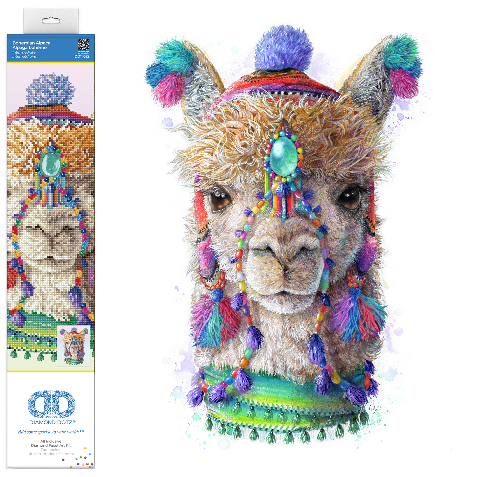 Diamond Dotz Bohemian Alpaca Diamond Painting Kits for Adults - Diamond Art Kits a Relaxing Creative Craft Kit with Dotz Gems 20.1x16.1