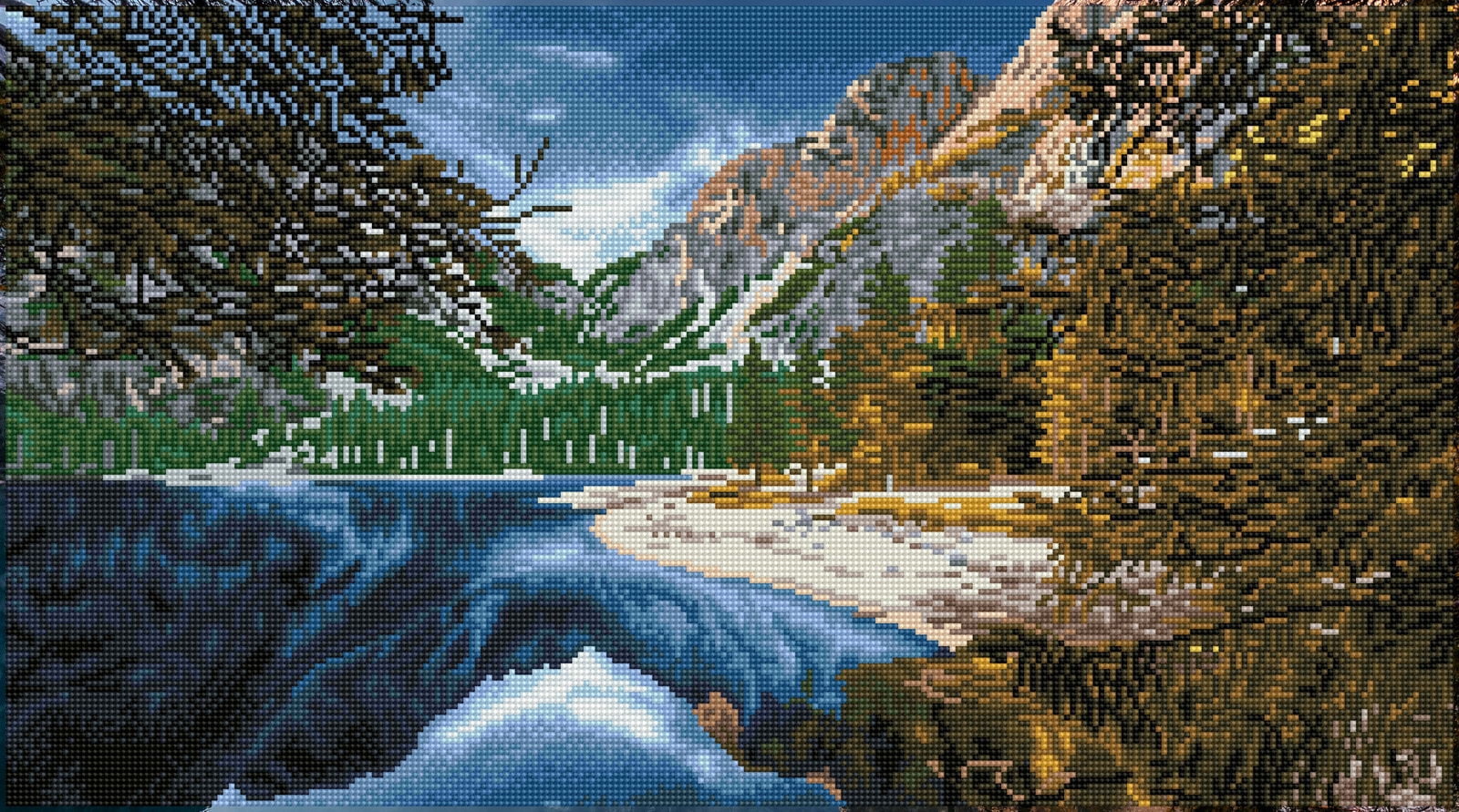 Diamond Dotz Braies Lake, Dolomites, Italy Mountain Diamond Painting Kits for Adults - Diamond Art Kits a Relaxing Creative Craft Kit with Dotz Gems  15.8"x28.4"