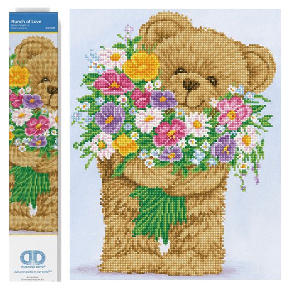 Diamond Dotz Bunch of Love Bear Diamond Painting Kits for Adults - Diamond Art Kits a Relaxing Creative Craft Kit with Dotz Gems 18"x14"