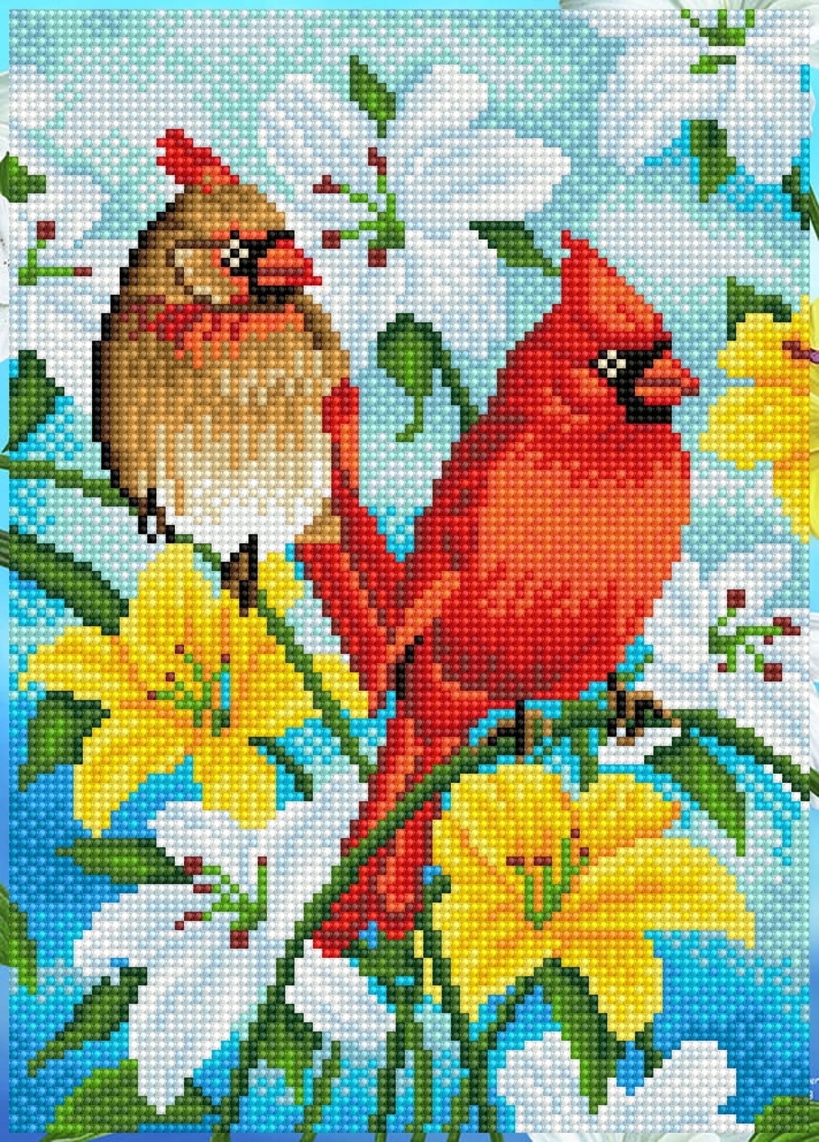 Diamond Dotz Cardinal Family Birds Diamond Painting Kits for Adults - Diamond Art Kits a Relaxing Creative Craft Kit with Dotz Gems 13.8"x9.8"