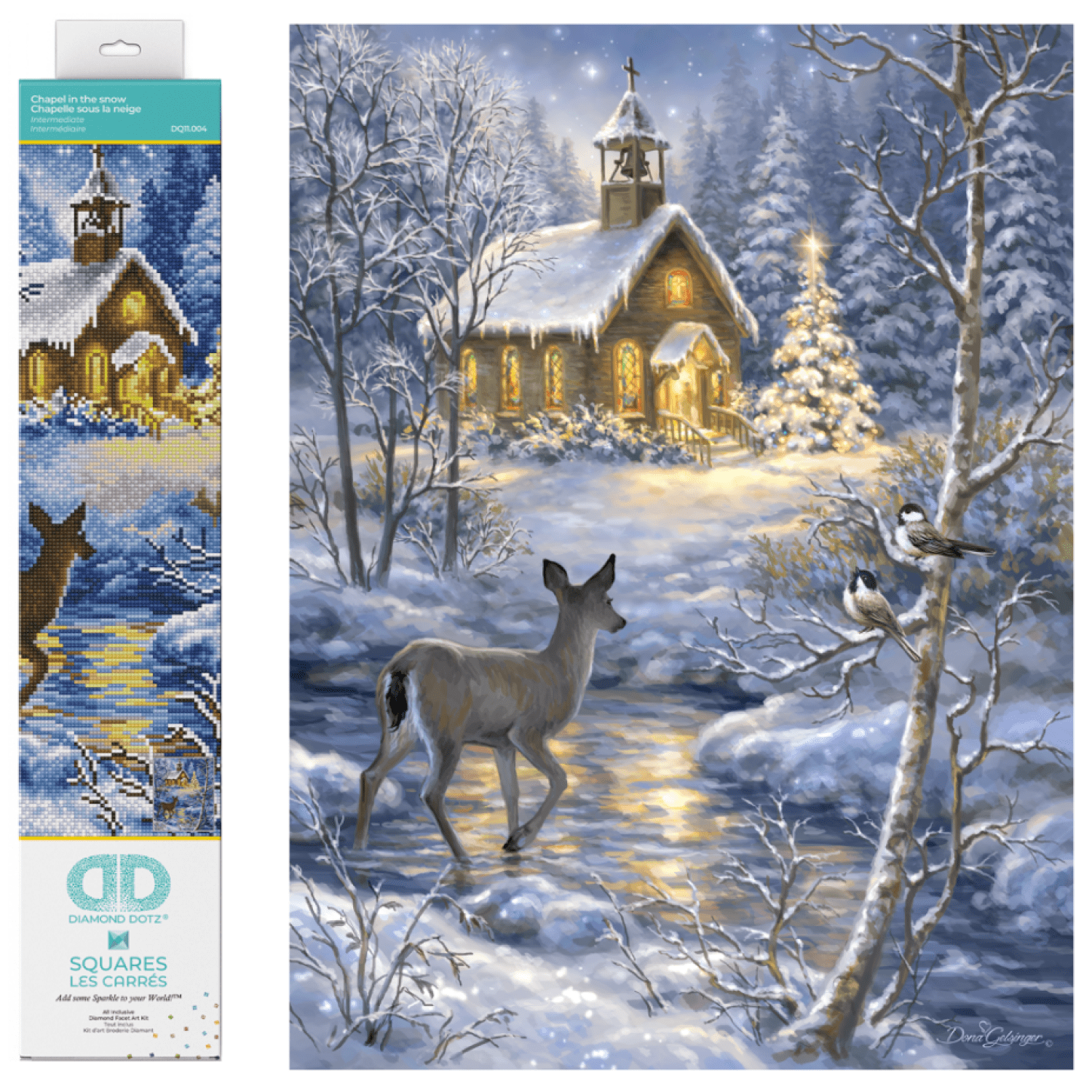 Diamond Dotz Chapel in the snow Diamond Painting Kits for Adults - Diamond Art Kits a Relaxing Creative Craft Kit with Dotz Gems 16.1x20.1