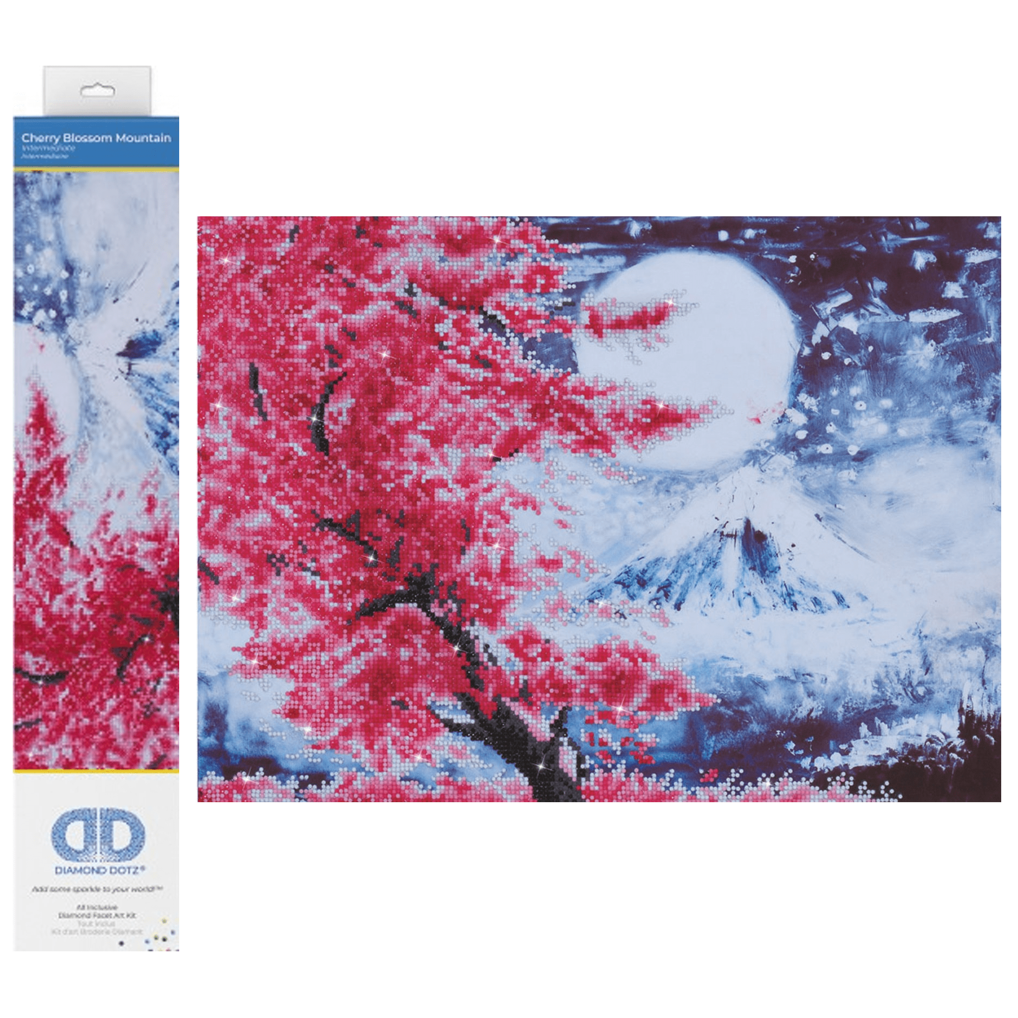 Diamond Dotz Cherry Blossom Mountain Floral Diamond Painting Kits for Adults - Diamond Art Kits a Relaxing Creative Craft Kit with Dotz Gems 20.5x15
