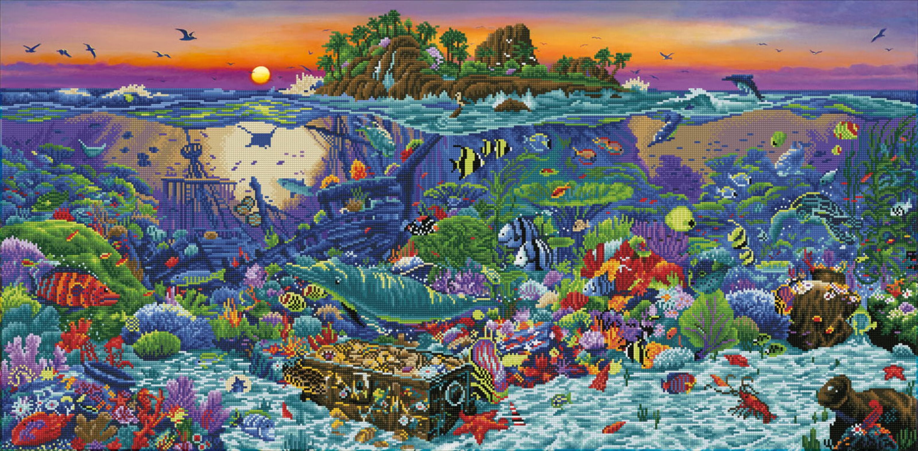 Diamond Dotz Coral Reef Island Diamond Painting Kits for Adults - Diamond Art Kits a Relaxing Creative Craft Kit with Dotz Gems 51x25