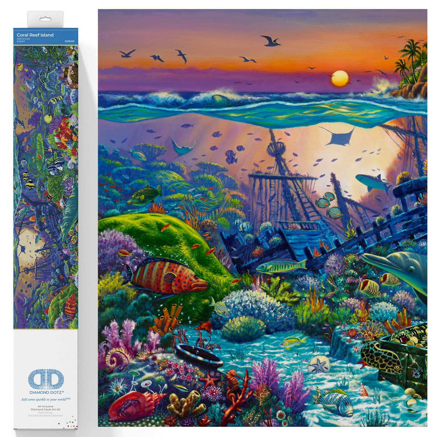 Coral Reef Island Advanced Diamond Painting Kit with Dotz Gems
