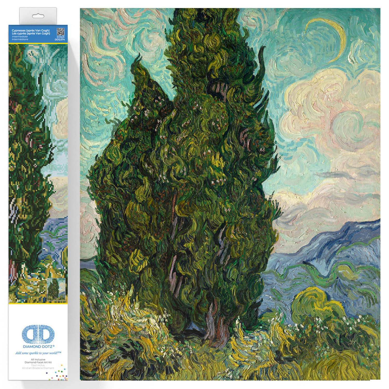 Diamond Dotz Cypresses (apres Van Gogh) Diamond Painting Kits for Adults - Diamond Art Kits a Relaxing Creative Craft Kit with Dotz Gems